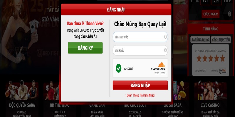 Hướng dẫn đăng nhập 12Bet chuẩn và nhanh chóng