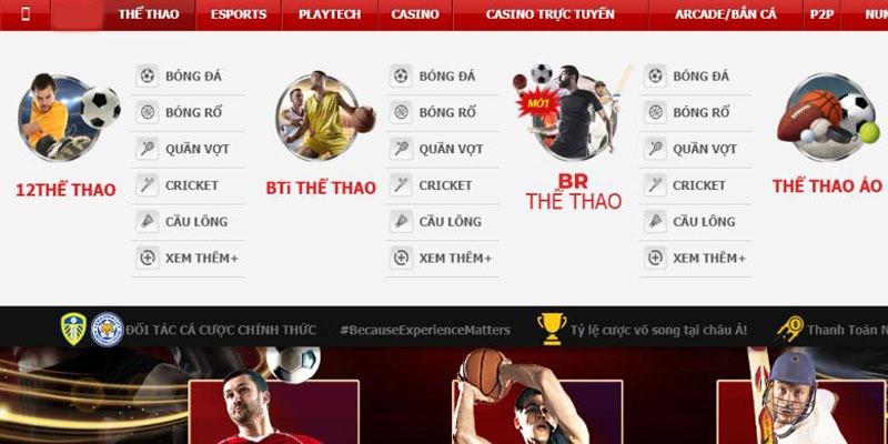 Nhiều sảnh Sports hiện đại và uy tín